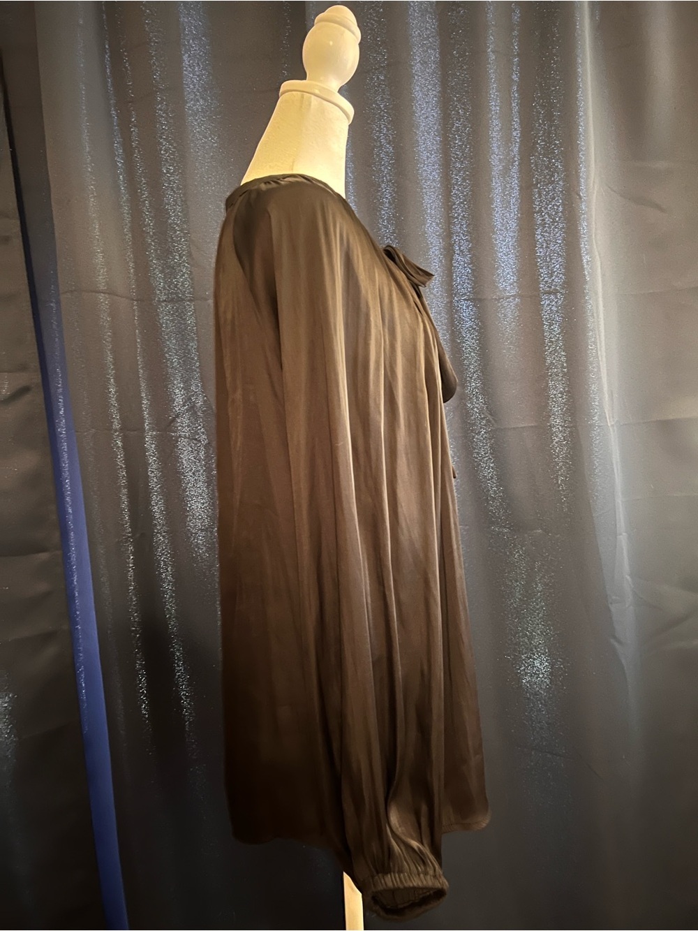 Torrid Black Tie Neck Long Sleeve Blouse Size 2 Chiffon Career Plus Size - Picture 3 of 6